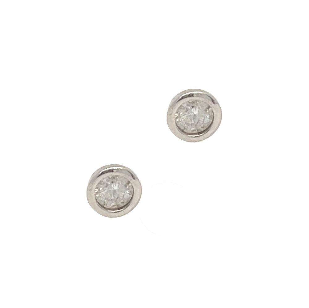 9ct White Gold Round Diamond Stud Earrings