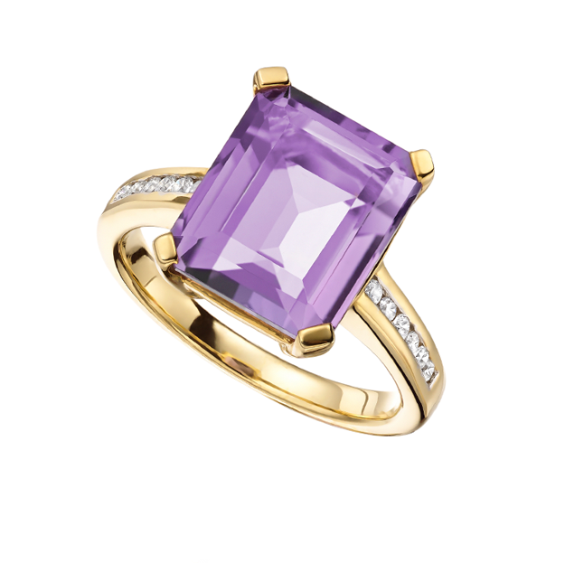 Lavender Ring by Amore Amethyst & Diamond 9ct Gold