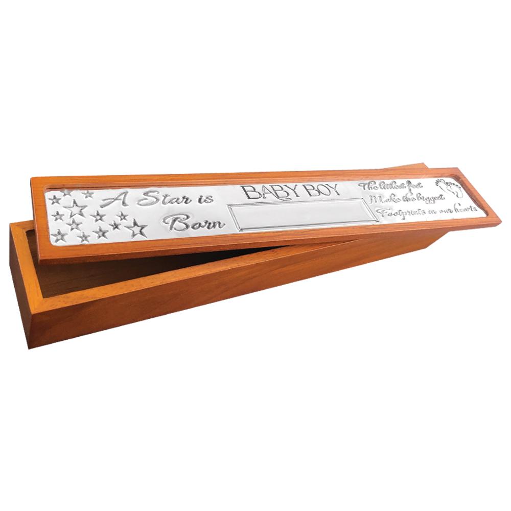 English Pewter Baby Boy Birth Certificate Holder