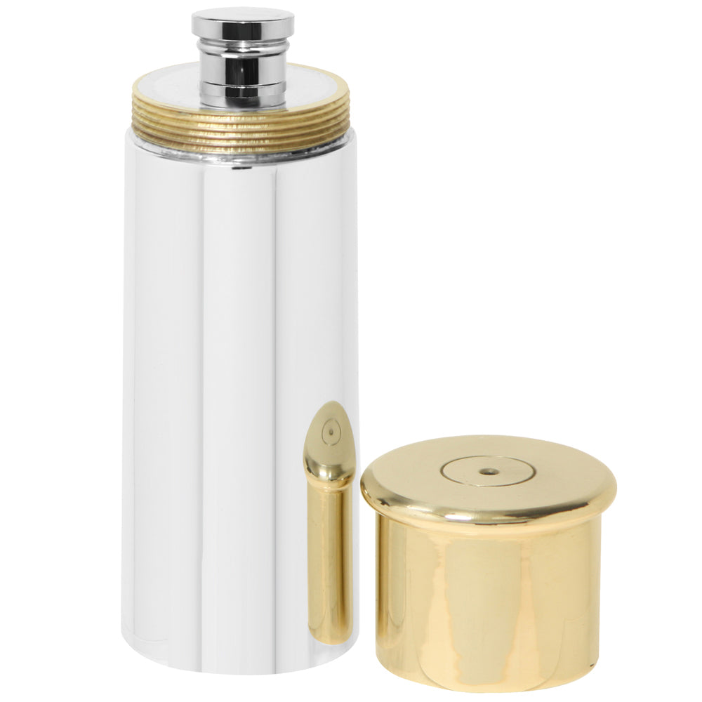 Pewter Shotgun Cartridge Hip Flask 6oz open