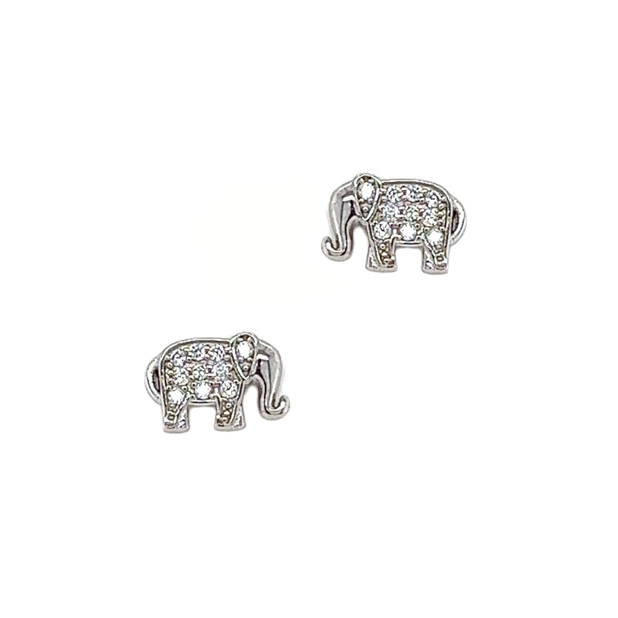 Sterling Silver Cubic Zirconia Elephant Earrings
