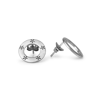 By Biehl Silver Forget Me Not Circle Stud Earrings