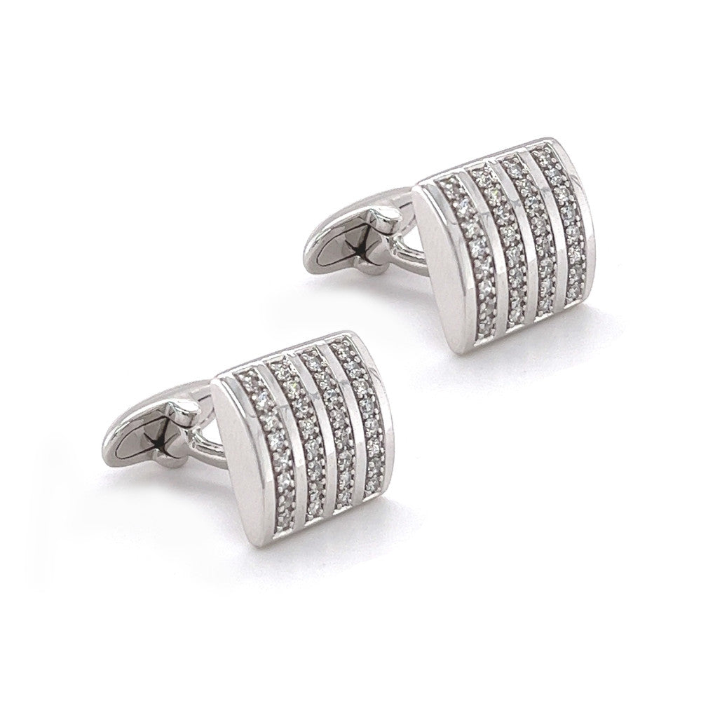 Sterling Silver Cubic Zirconia Cufflinks