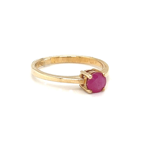 9ct Yellow Gold 5mm Ruby Claw Set Ring