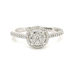 Diamond Cluster Halo Ring 0.30ct 9ct White Gold front