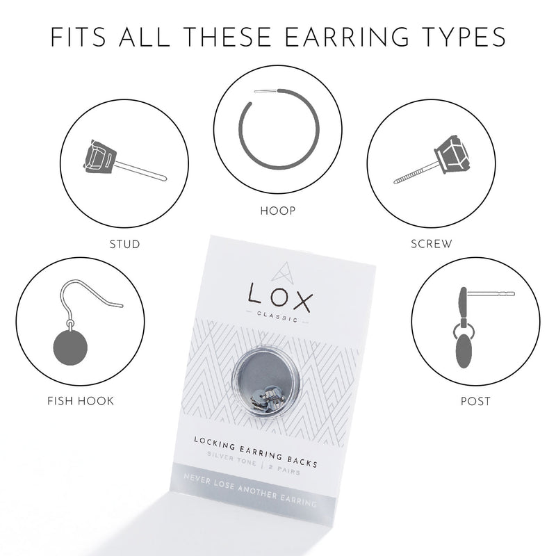 Lox Locking Earring Backs Silver Tone