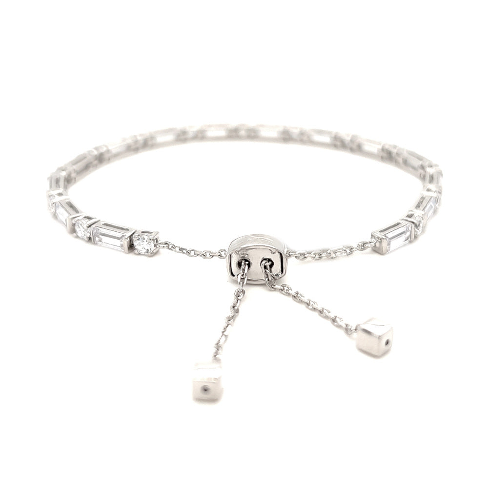 Sterling Silver Multi Cut CZ Tennis Bracelet toggle fastener