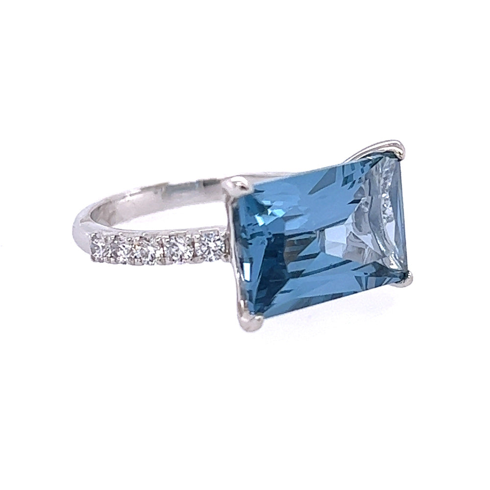 Silver Blue & White CZ Ring