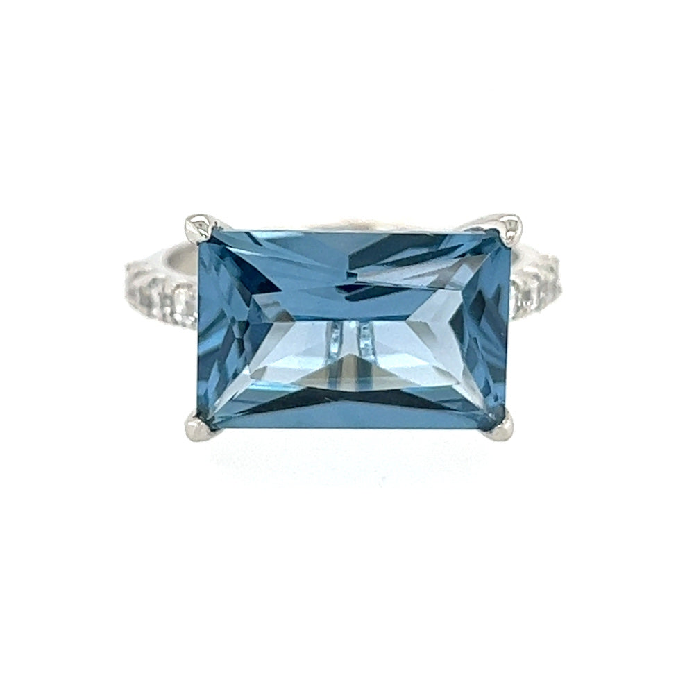Silver Blue & White CZ Ring