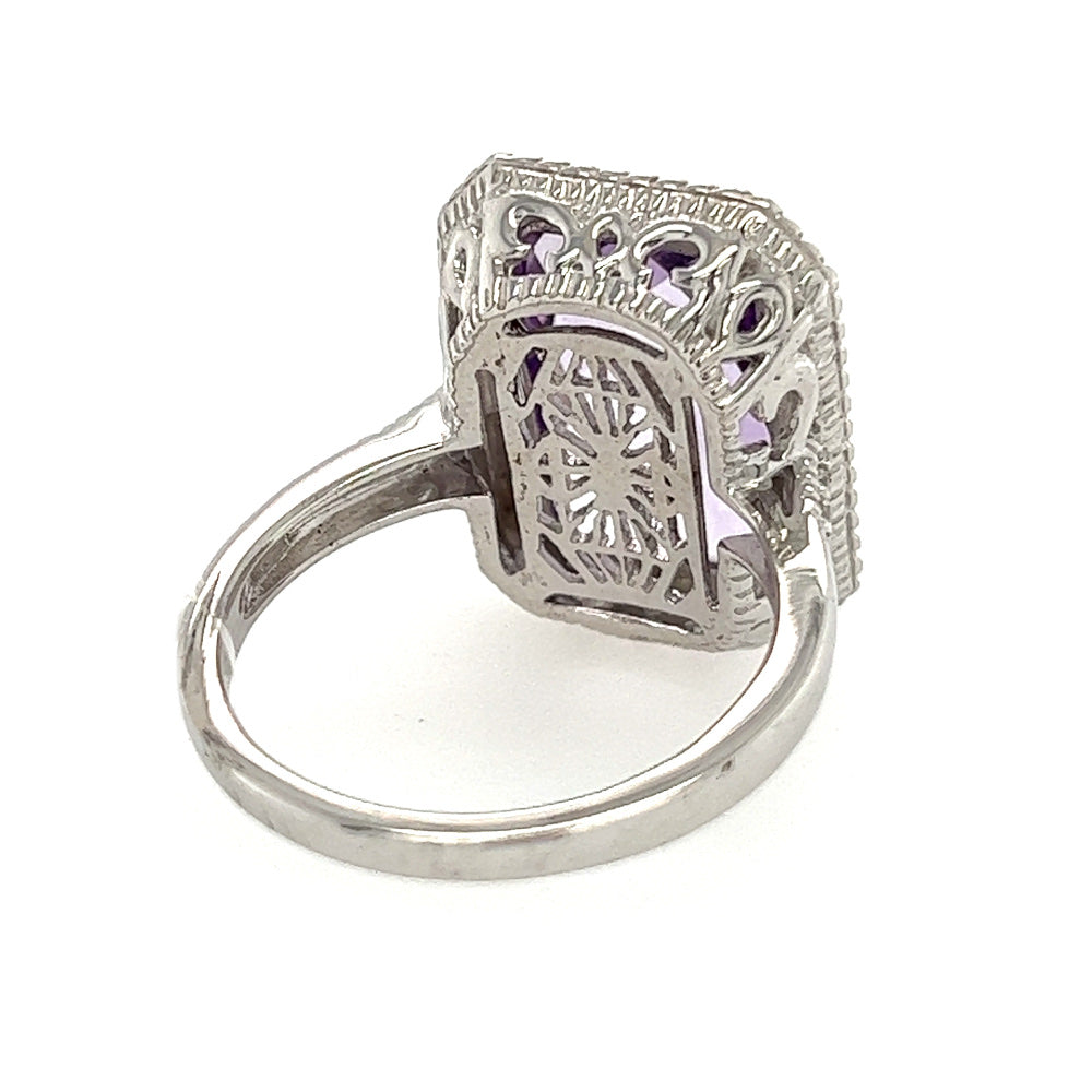 Silver Lilac & White CZ Ring