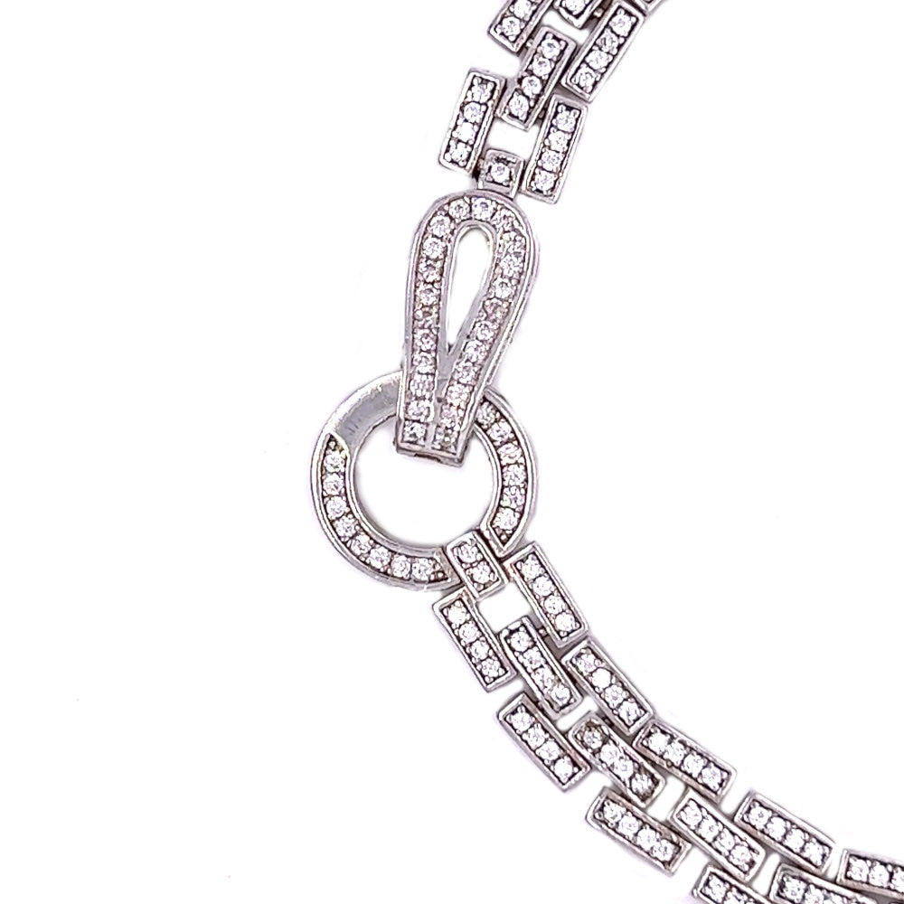 Sterling Silver CZ Set Link Bracelet