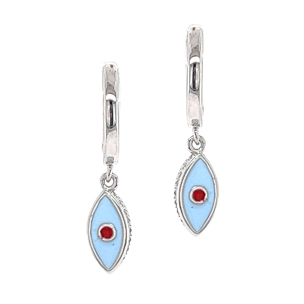 Silver Enamel Eye Drop Earring