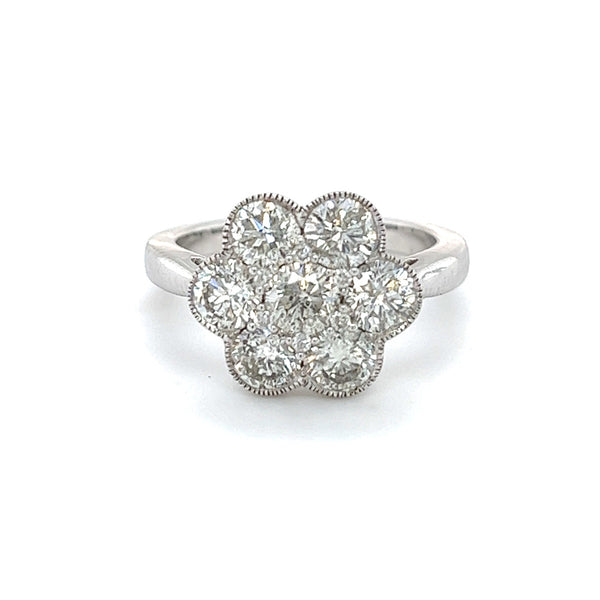 Diamond Daisy Engagement Ring 2.20ct 18ct White Gold