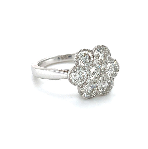 Diamond Daisy Engagement Ring 2.20ct 18ct White Gold side
