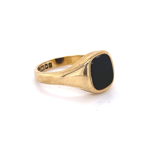 Pre Owned Onyx Signet Ring 18ct Gold side