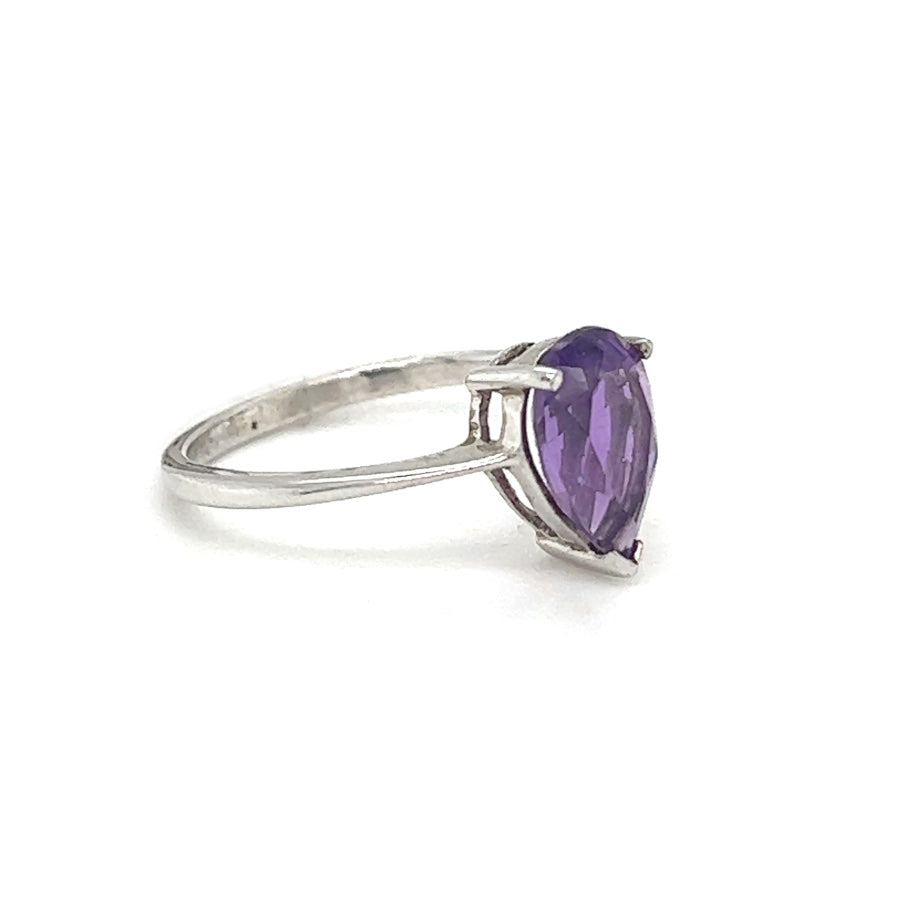 Sterling Silver Pear Cut Amethyst Ring side