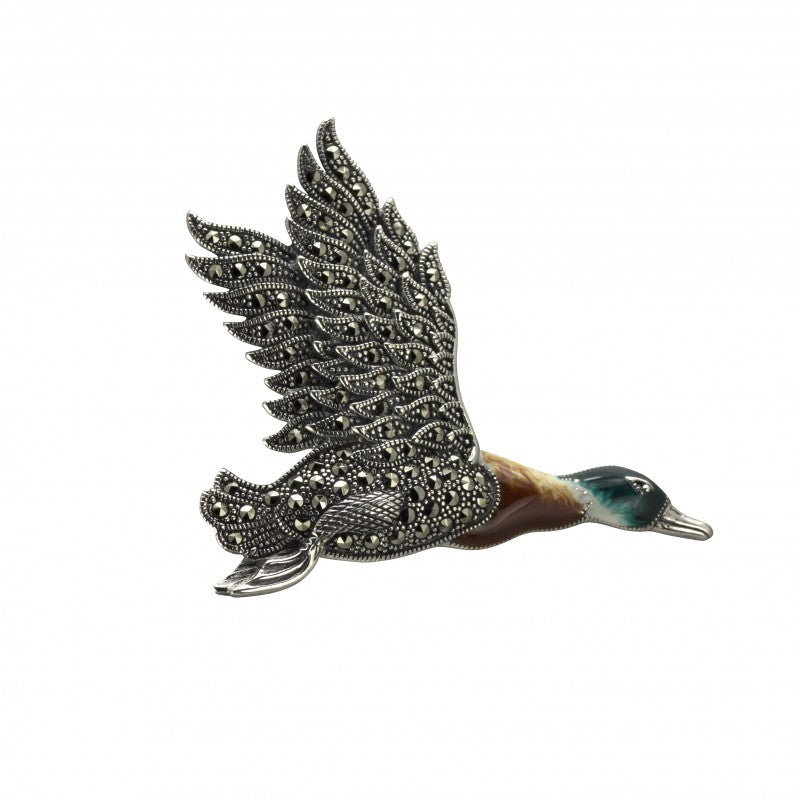 Duck Brooch Silver & Marcasite