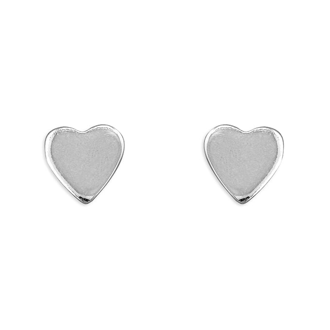 Sterling Silver Flat Heart Stud Earrings