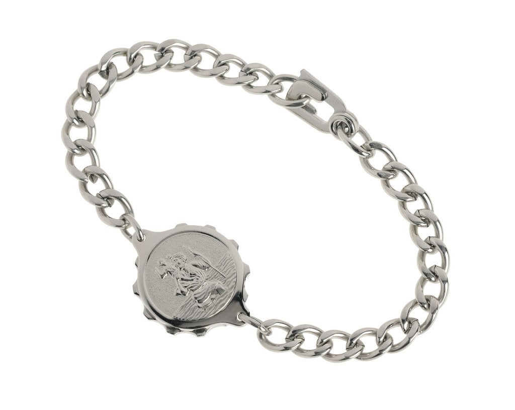 SOS Talisman Stainless Steel St Christopher Bracelet. Ladies & Gents