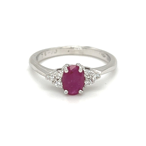 Ruby & Diamond Ring 18ct White Gold front