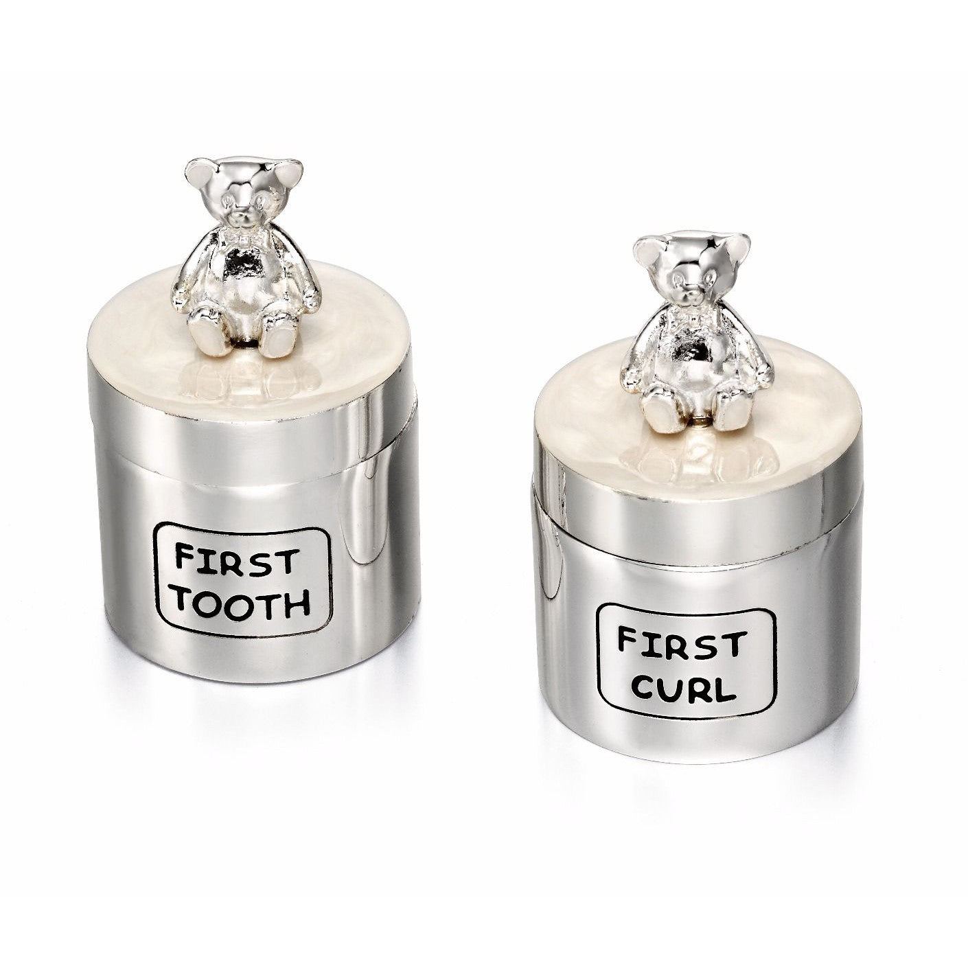 Silver Plated Teddy Bear Tooth & Curl Pots Y412