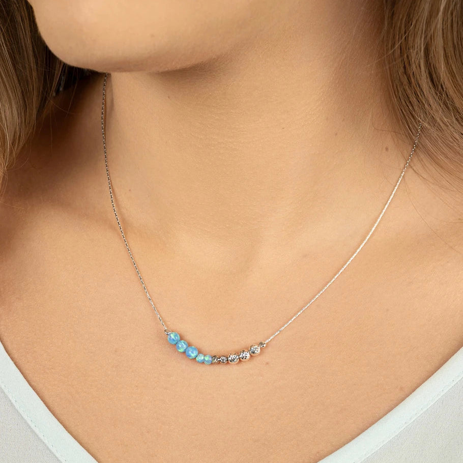 Aviv Silver Opal Bead Necklace model