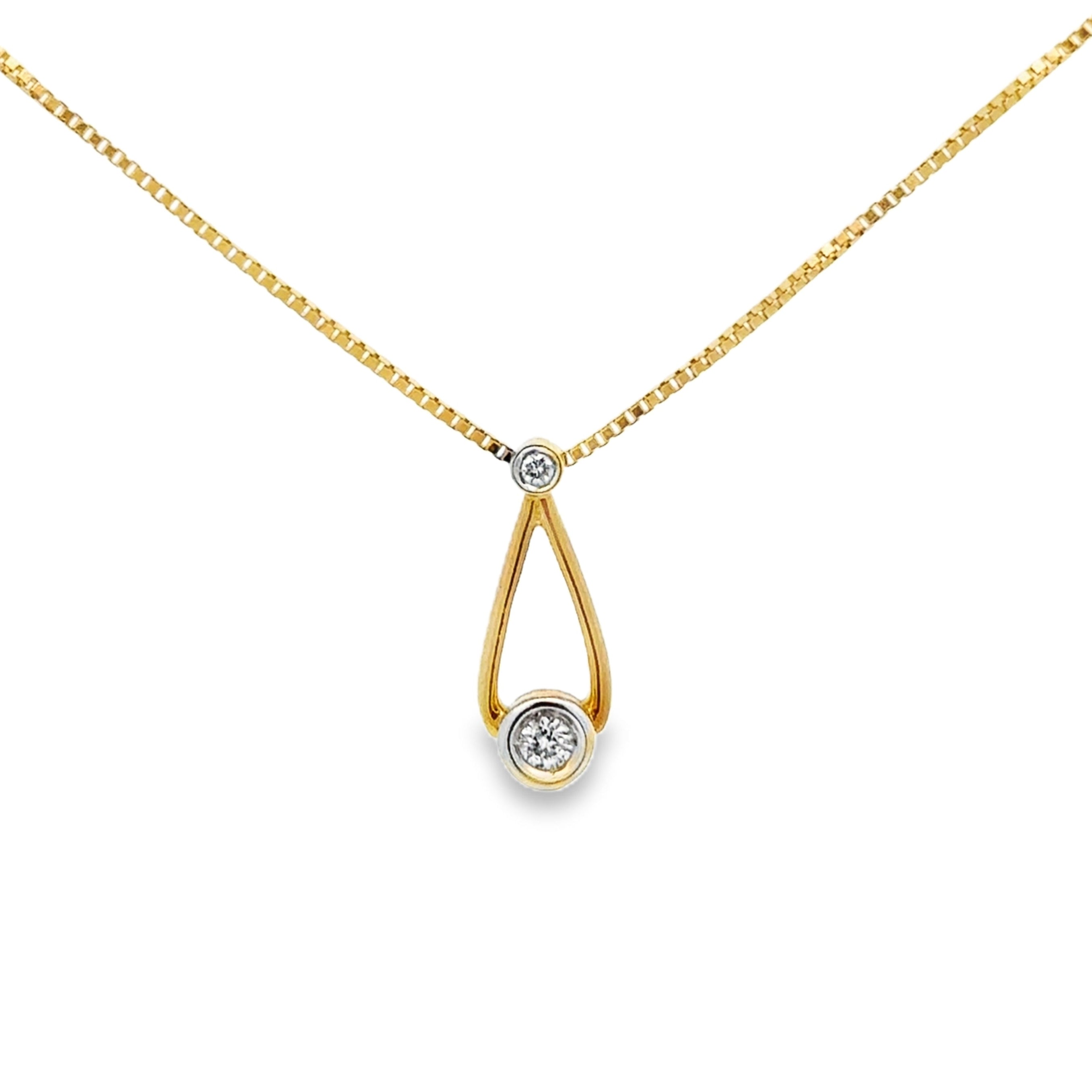 18ct Yellow Gold Teardrop Diamond Set Necklace