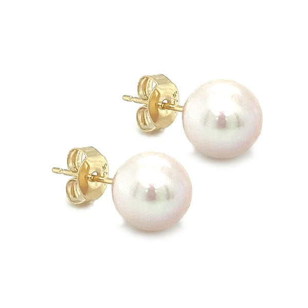 8mm Cultured Freshwater Pearl Earring 9ct Gold side