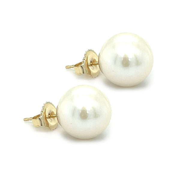 10mm Cultured Freshwater Pearl Earring 9ct Gold SIDE