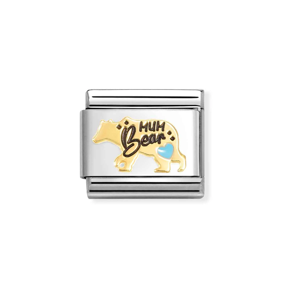 Nomination Classic Link Mum Bear Blue Charm in Gold