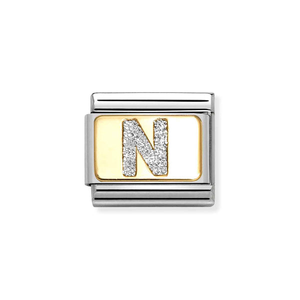 Nomination Classic Link Gold Glitter Letter N Charm