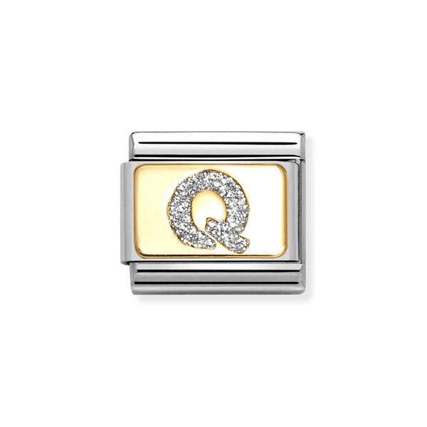 Nomination Classic Link Gold Glitter Letter Q Charm