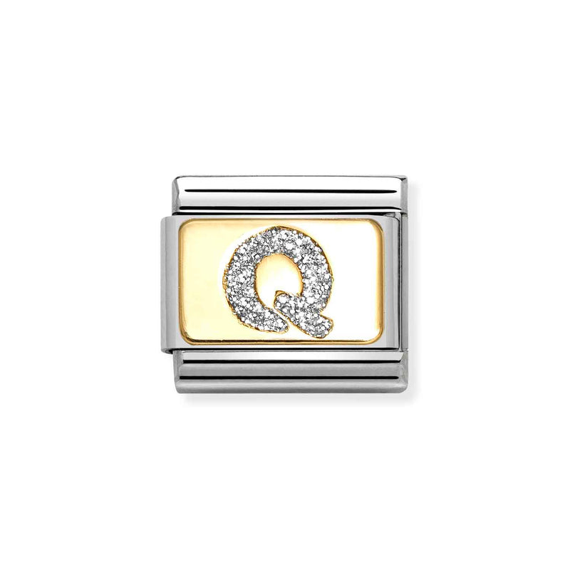Nomination Classic Link Gold Glitter Letter Q Charm