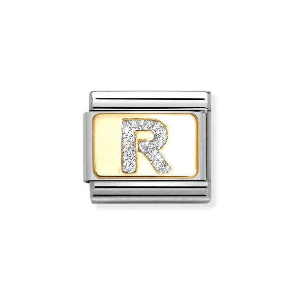 Nomination Classic Link Gold Glitter Letter R Charm
