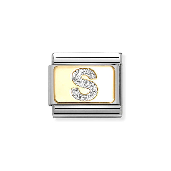 Nomination Classic Link Gold Glitter Letter S Charm