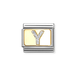 Nomination Classic Link Gold Glitter Letter Y Charm