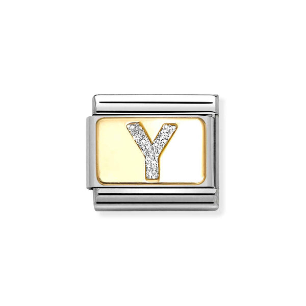 Nomination Classic Link Gold Glitter Letter Y Charm