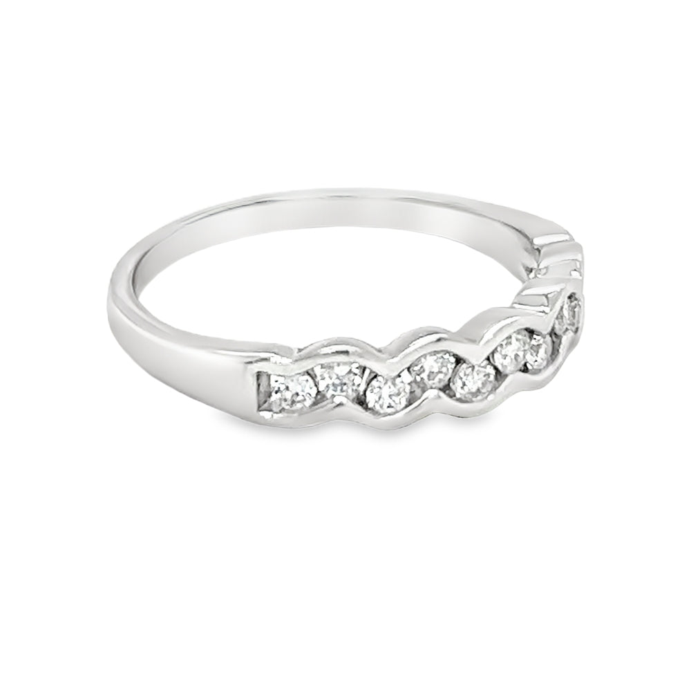 Diamond Wave Eternity Ring 9ct White Gold SIDE
