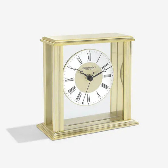 London Clock Gold Flat Glass Mantle Clock