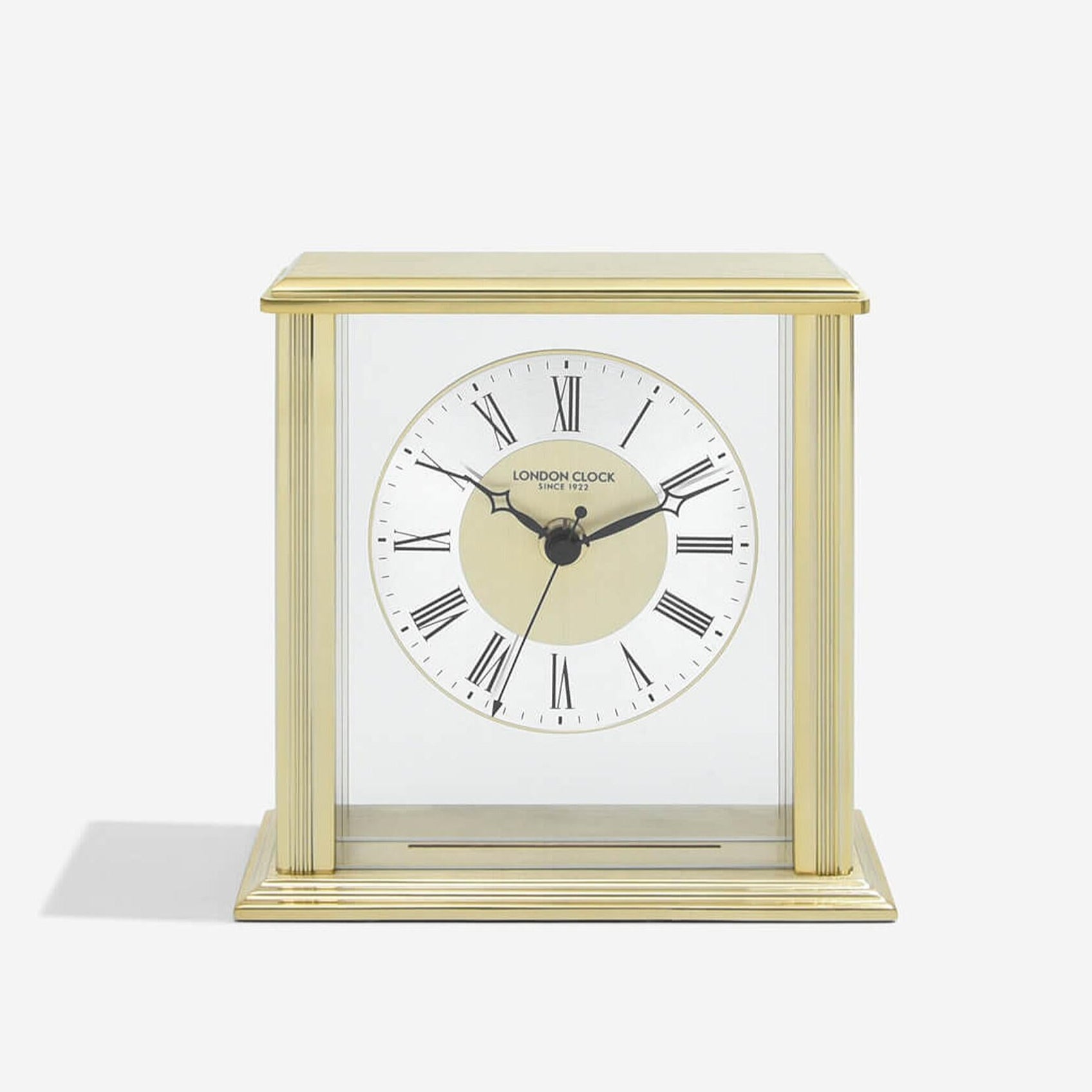 London Clock Gold Flat Glass Mantle Clock