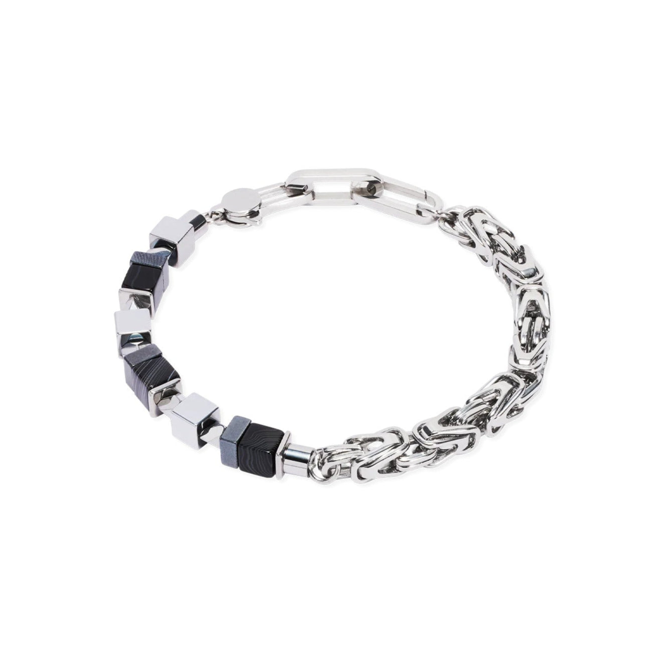 Coeur De Lion Cubes Fusion Snake Chain Men's Bracelet Black