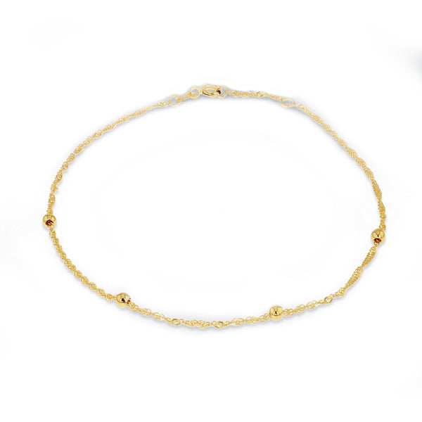 9ct Gold Twist & Bead Anklet