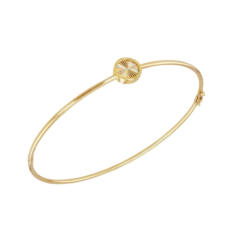 9ct Gold Faceted Circle Hinged Bangle