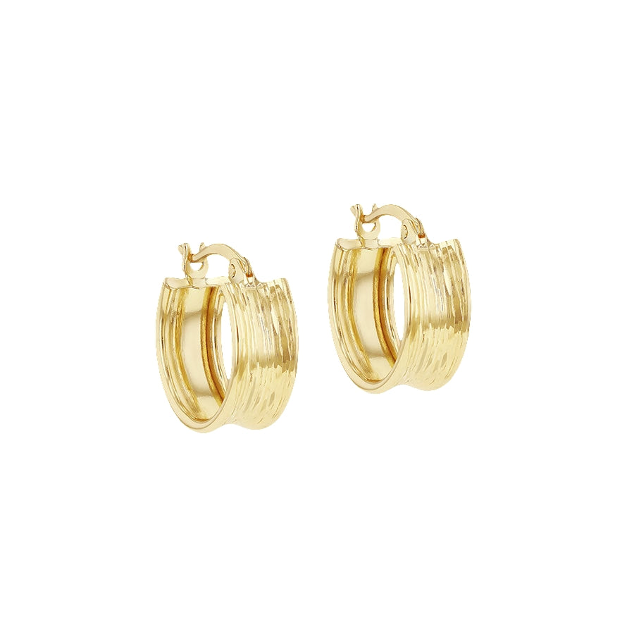 9ct Yellow Gold Concave Hoop Creole Earrings