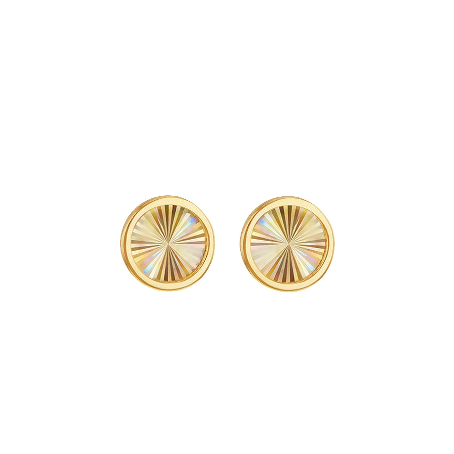 9ct Yellow Gold Diamond Cut Circle Stud Earrings