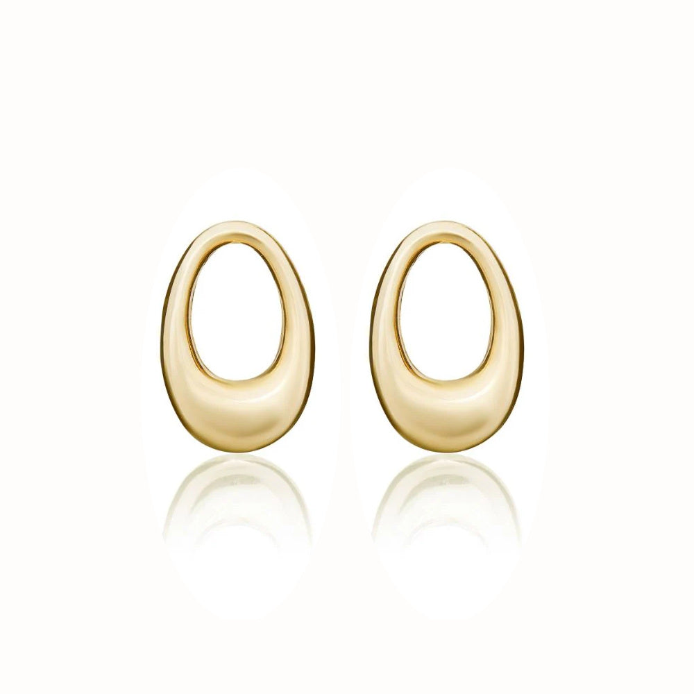 9ct Gold Open Oval Stud Earrings