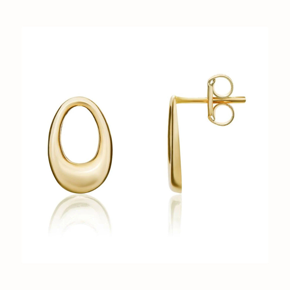 9ct Gold Open Oval Stud Earrings side