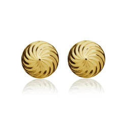 9ct Gold 10mm Swirl Dome Stud Earrings