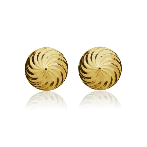 9ct Gold 10mm Swirl Dome Stud Earrings