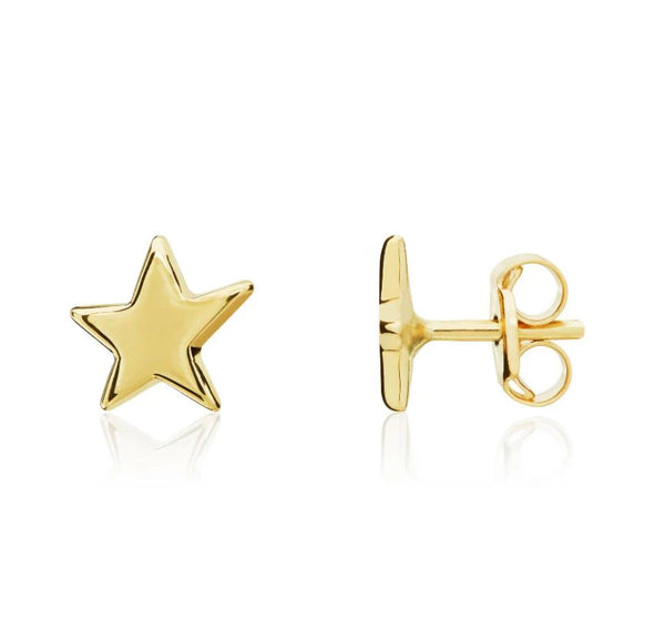 9ct Gold Polished Flat Star Stud Earrings side